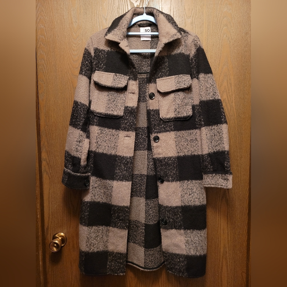 SO Black and Tan Plaid Utility Coat